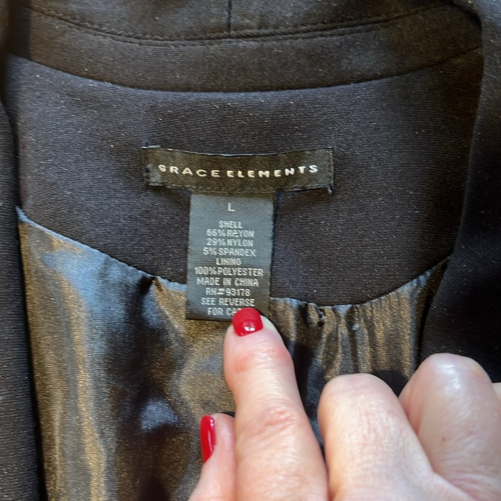 Grace Elements Black Open Front Blazer Style Jack… - image 3